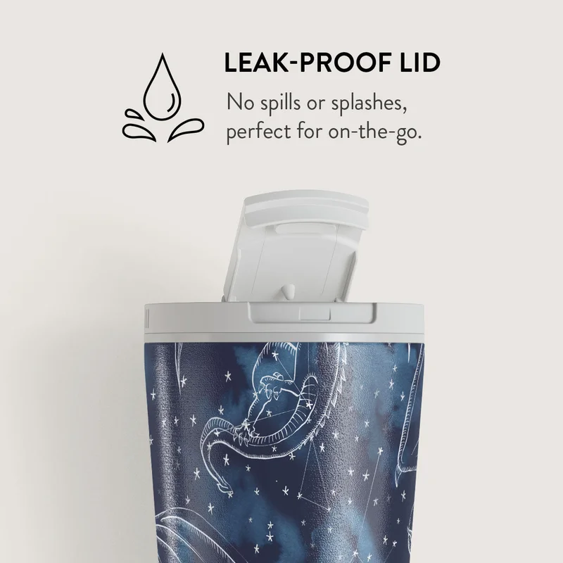 Burga  Burga Wyvern 700ml Travel Mug Flap & Straw Set Lid Combo – BPA-Free Stainless Steel, Triple-Layer Insulated, Leak-Resistant, Premium Printed Design – Hot & Cold Drinks  | Best Price UAE